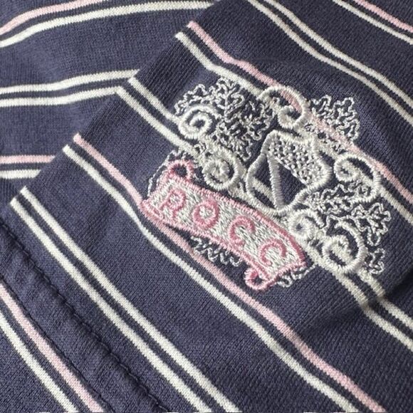 Peter Millar Medium Navy/Pink/White‎ Striped Golf Polo - Picture 4 of 6